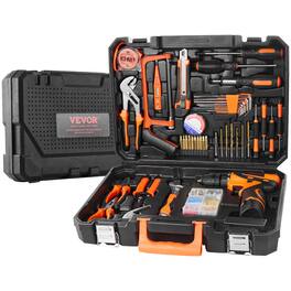 VEVOR - Tool Kit, 146 Piece General Household Hand Tool Set, with Electric Drill and Portable Tool Storage Case - Orange,Black