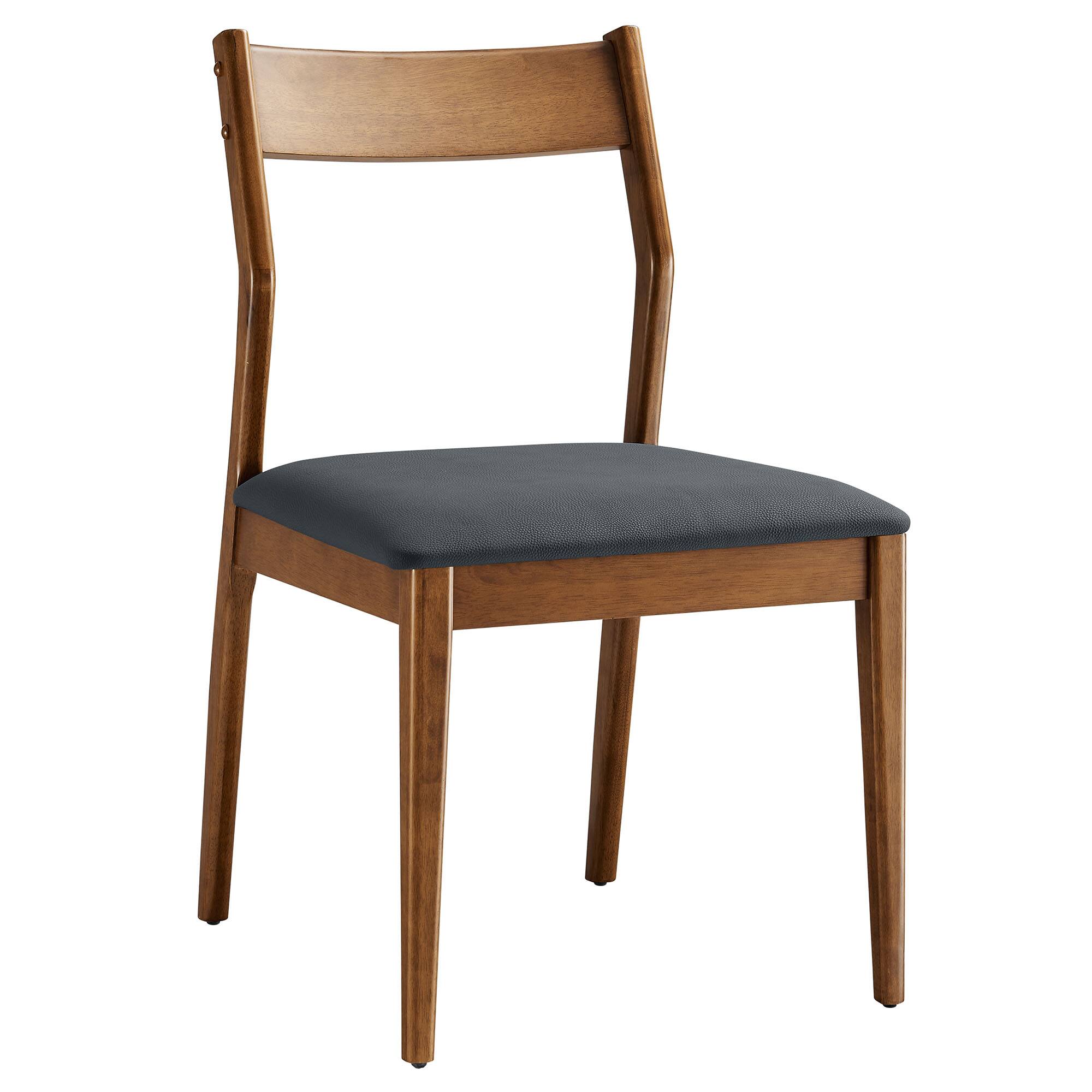 Back. Modway - Solara Vegan Leather Wood Dining Side Chairs Set of 2 by Modway - Black.