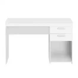 Forest'nSky - Storage Desk, Home Office Workstation with Shelves, Compact Computer Table - White