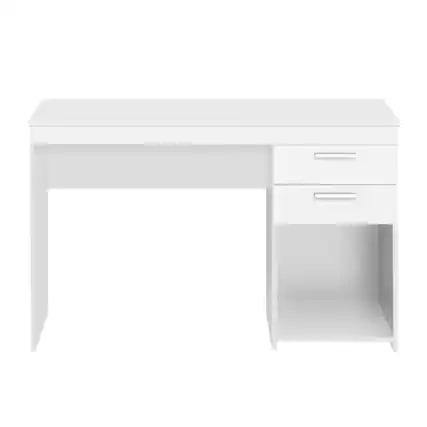 Front. Forest'nSky - Storage Desk, White Home Office Workstation with Shelves, Compact Computer Table - White.