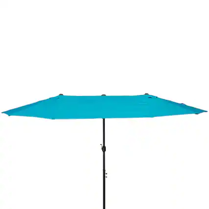 Front. Outsunny - Patio Umbrella 15ft Double-Sided Outdoor Market Extra Large Umbrella with Crank Handle for Deck, Lawn - Light Blue.