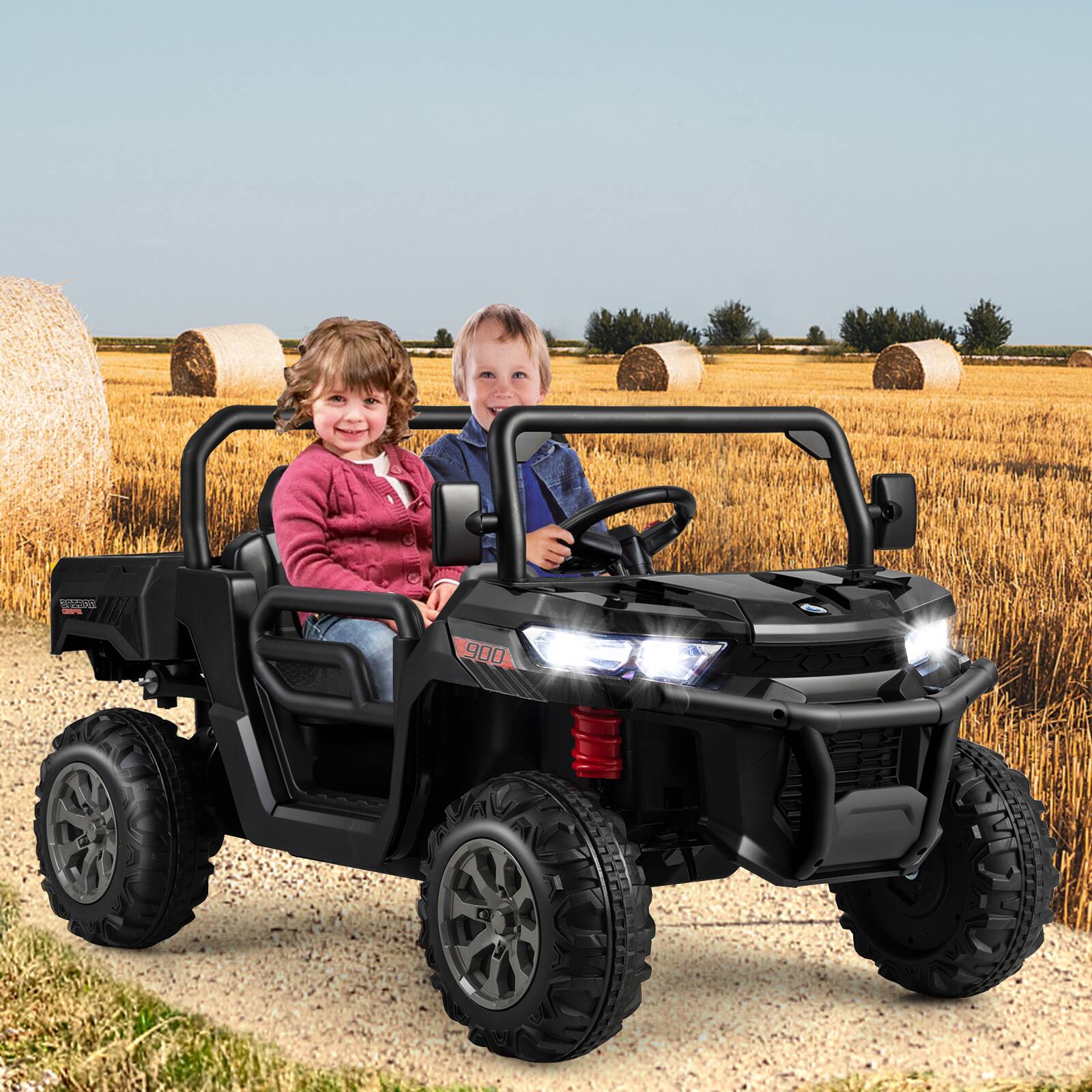 Alt View 1. Costway - Costway 12V 2 Seater Ride On UTV Dump Truck Remote w/ Electric Dump Bed & Shovel - Black.