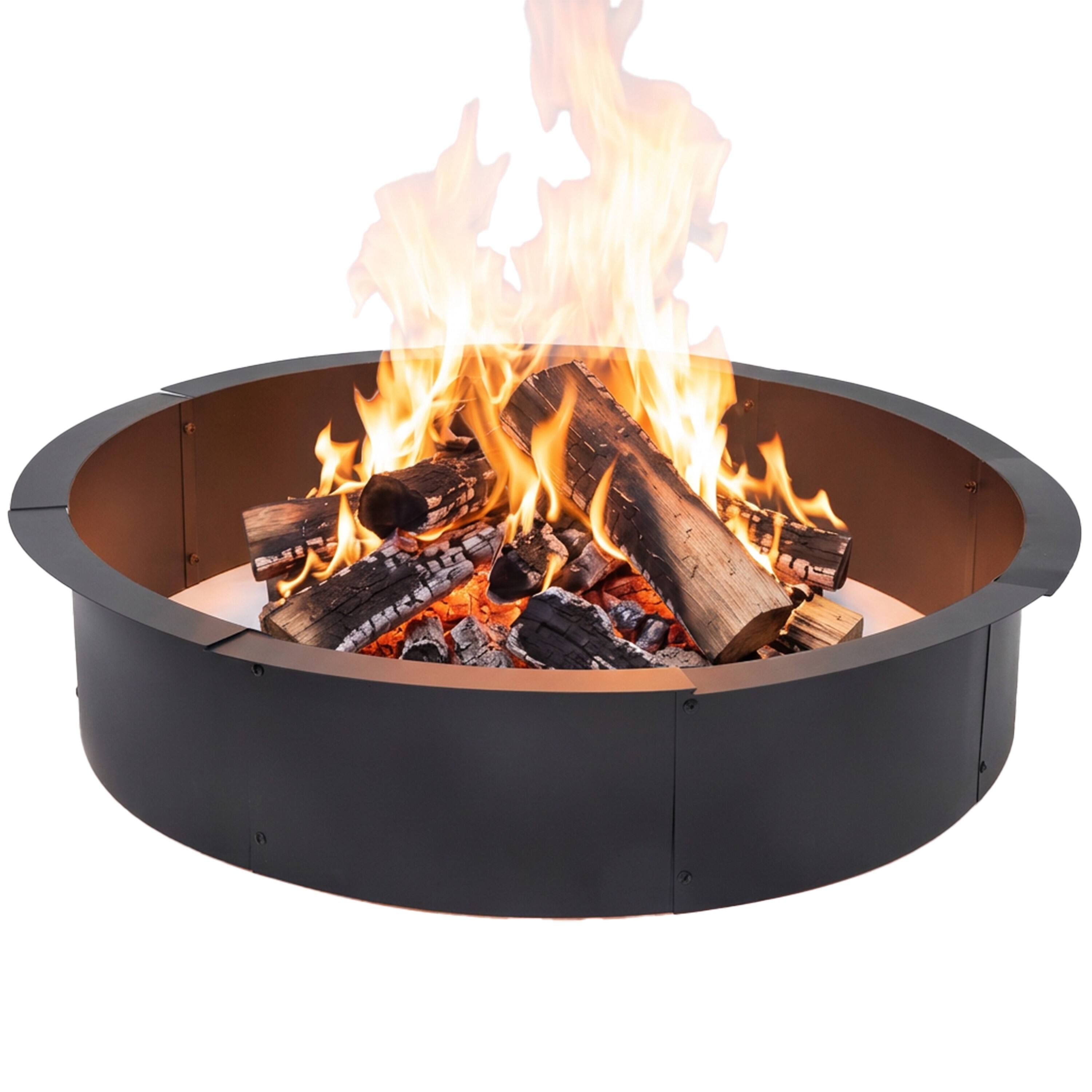 Alt View 9. Sunnydaze - Steel Fire Pit Ring Insert, Round, 39.5" Outer / 35.5" Inner Dia - Black.