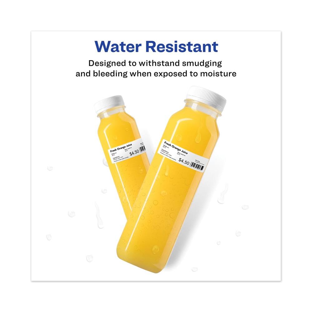 Water Resistant  
Designed to withstand smudging and bleeding when exposed to moisture  

Fresh Orange Juice  
$4.50  

Fresh Orange Juice  
$4.50