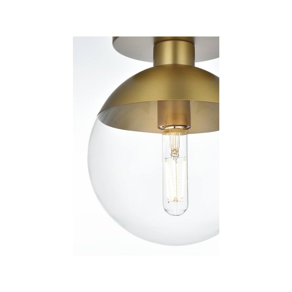 Alt View 3. Living District - Eclipse 8 Inch Flush Mount Ceiling Light Clear Shade in Chrome - Satin Gold And Clear.