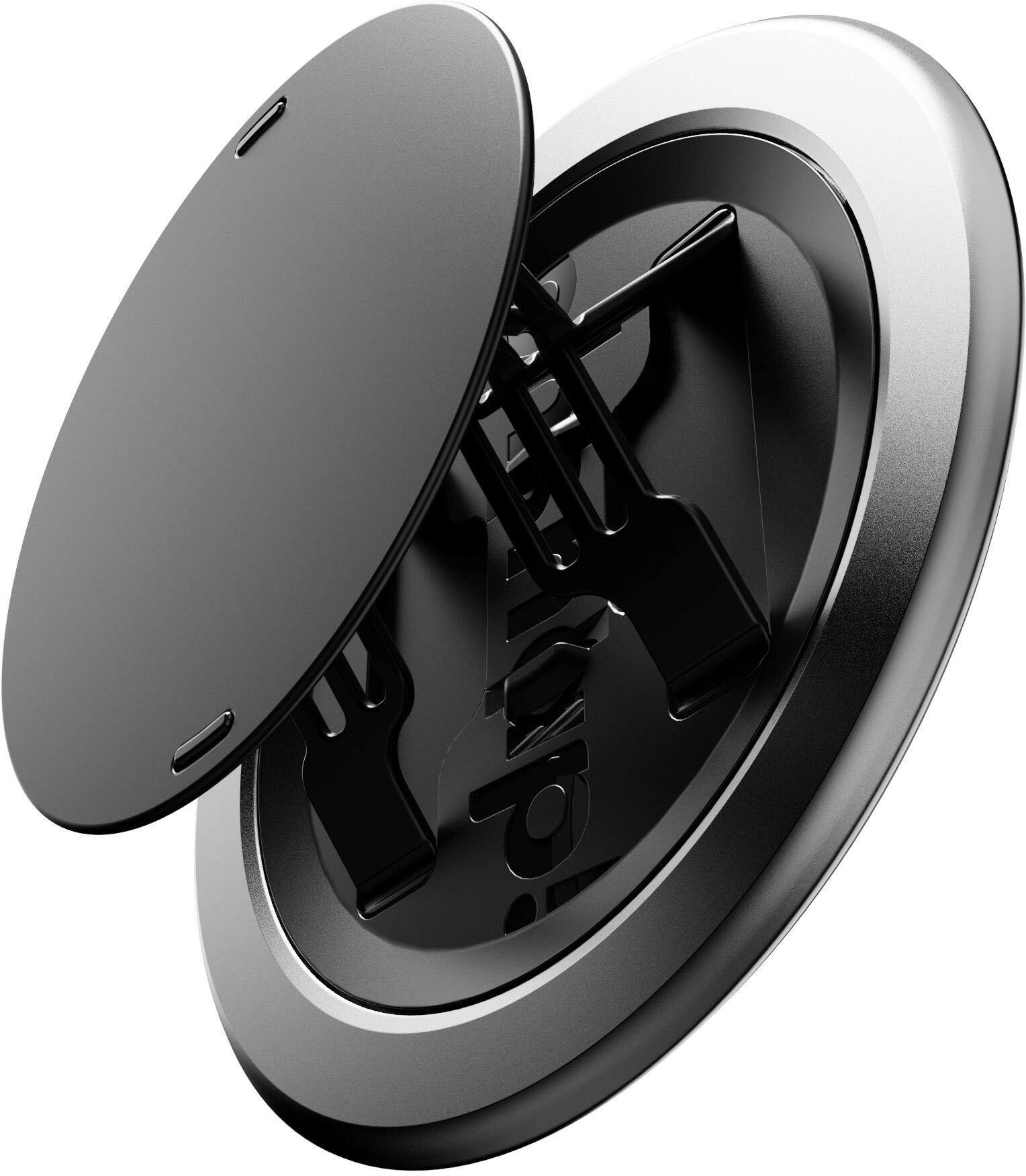 Left. OhSnap - Snap Magnetic UltraThin Universal Phone Grip and Stand with MagSafe Charge- Thru for Apple iPhones/Universal - Gun Metal.