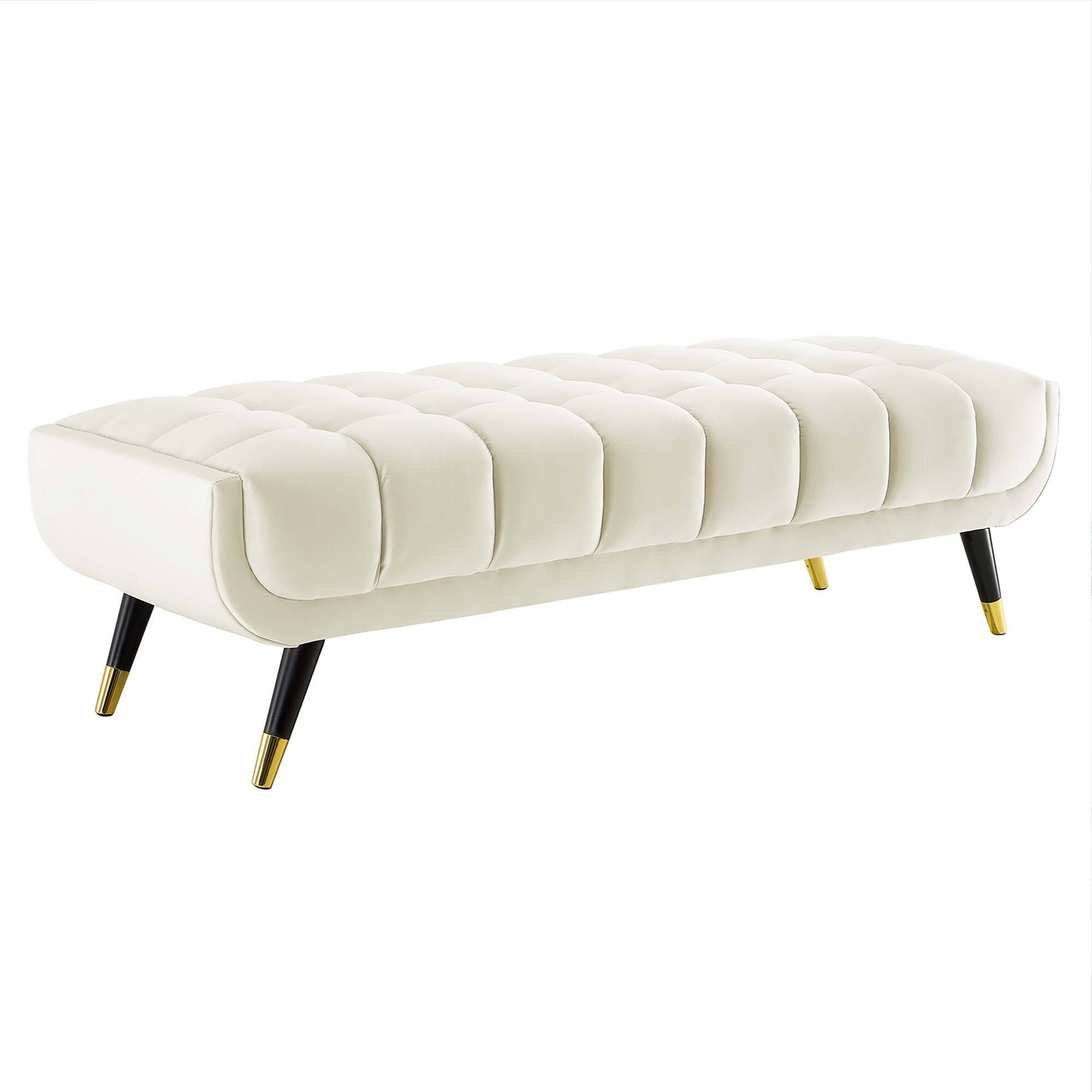 Angle. Modway - Adept 60" Performance Velvet Bench by Modway - Ivory.