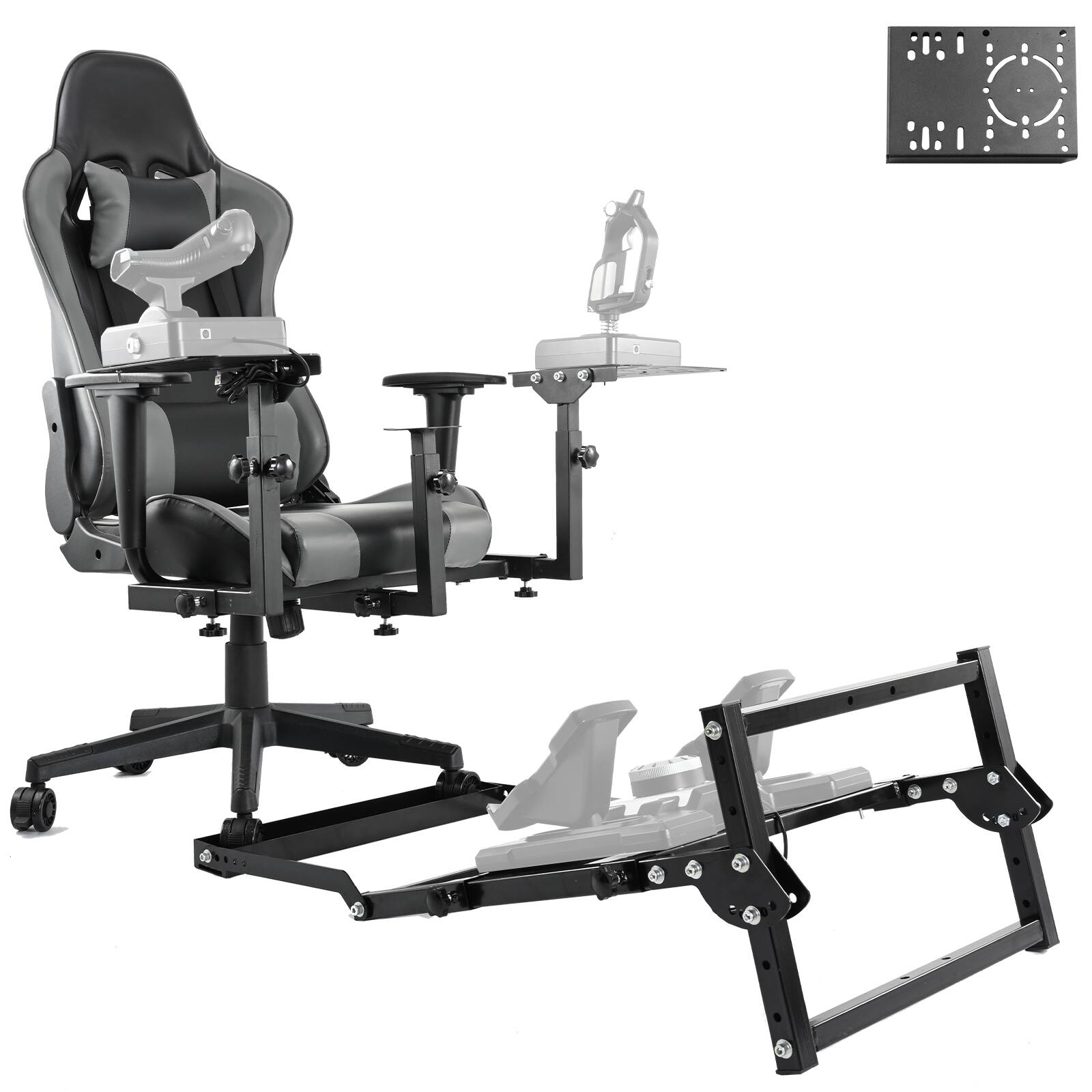 Front. Dardoo - Dardoo - Flight Simulator Cockpit with Foldable Pedal Stand, Equipped with Gaming Chair, Suitable for Logitech X52 - Black.
