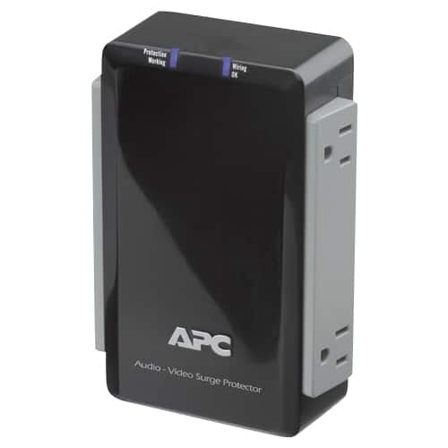 Front. APC - 4-Outlet A/V Surge Protector - Black.