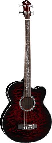 Angle Standard. Michael Kelly - Dragonfly 4-String Acoustic/Electric Bass Guitar - Trans Black Cherry.