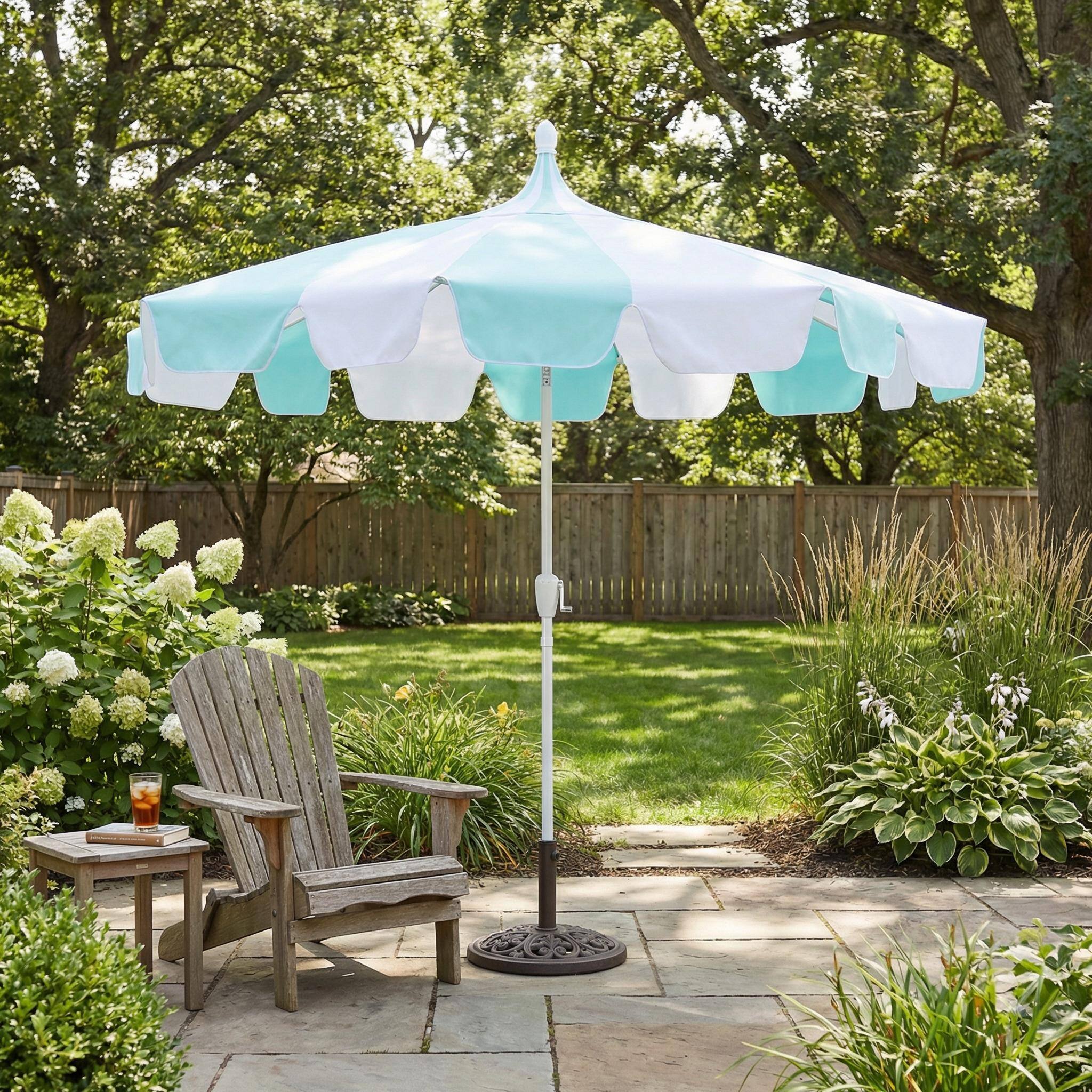 Alt View 8. Mondawe - 10 ft. Pagoda Patio Umbrella with Crank Lift and Tilt Adjustable - Aqua.