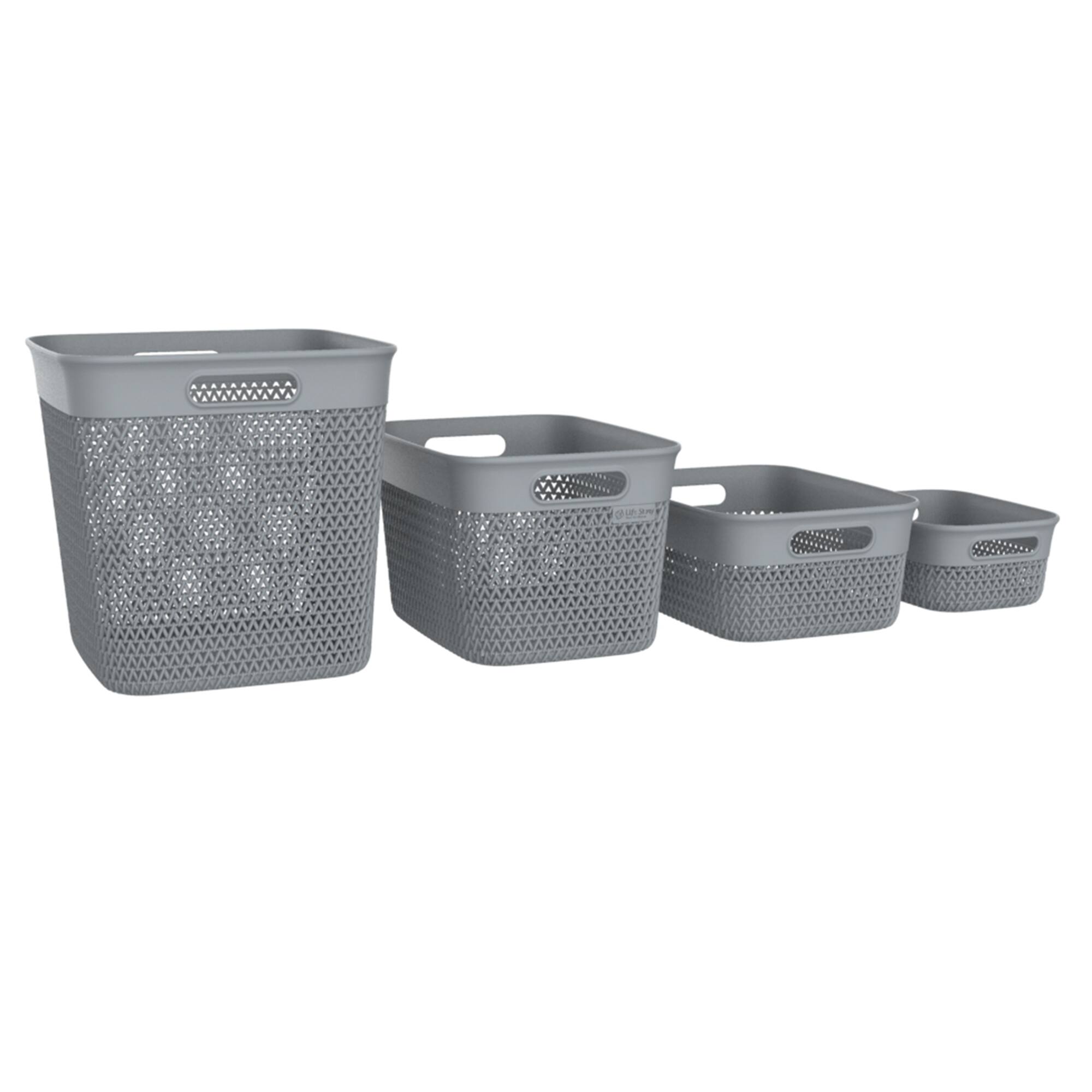 Alt View 4. Life Story - Life Story 10 Qt Decorative Storage Basket, Medium Plastic Home Organizer, White - White.