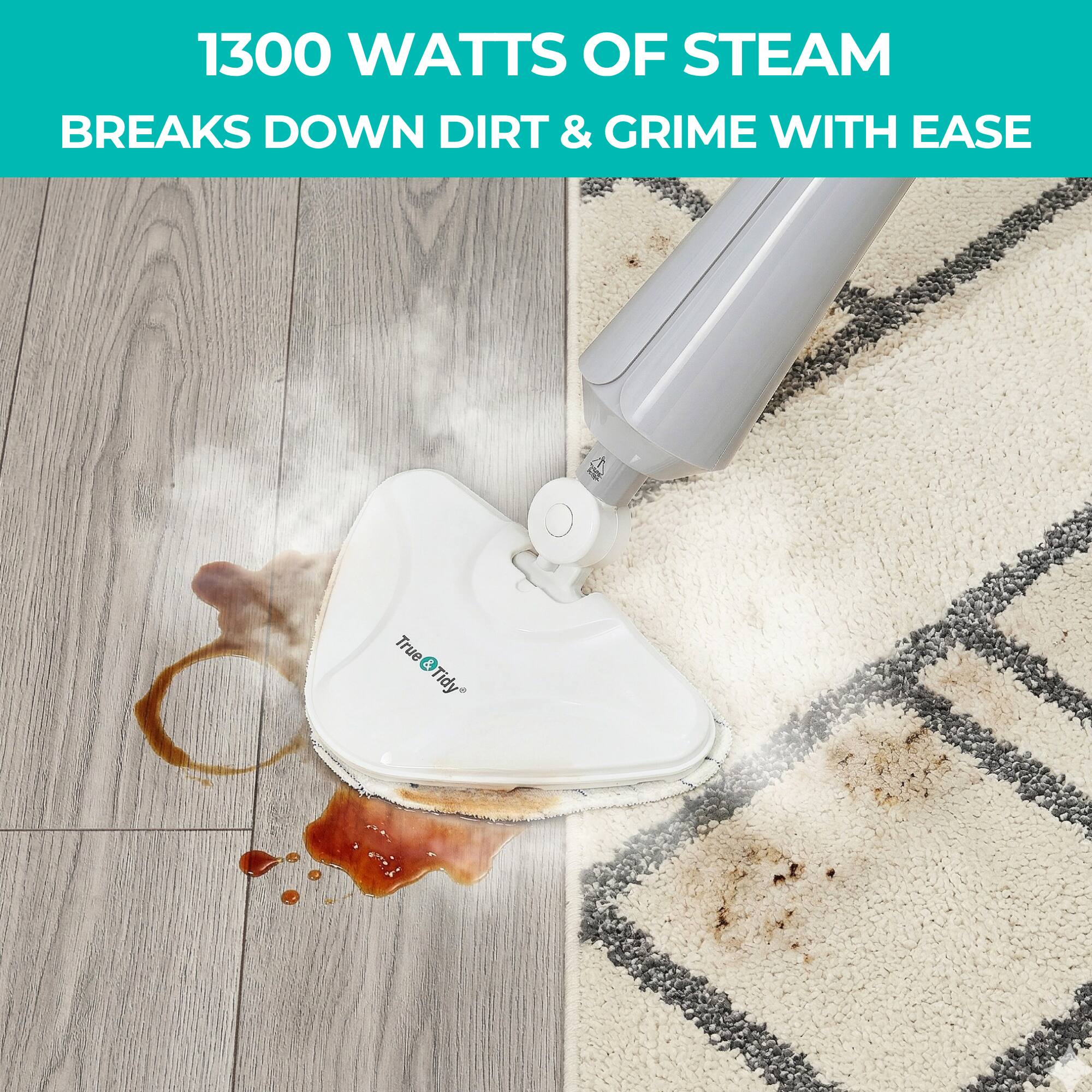 1300 WATTS OF STEAM BREAKS DOWN DIRT & GRIME WITH EASE

True Tidy