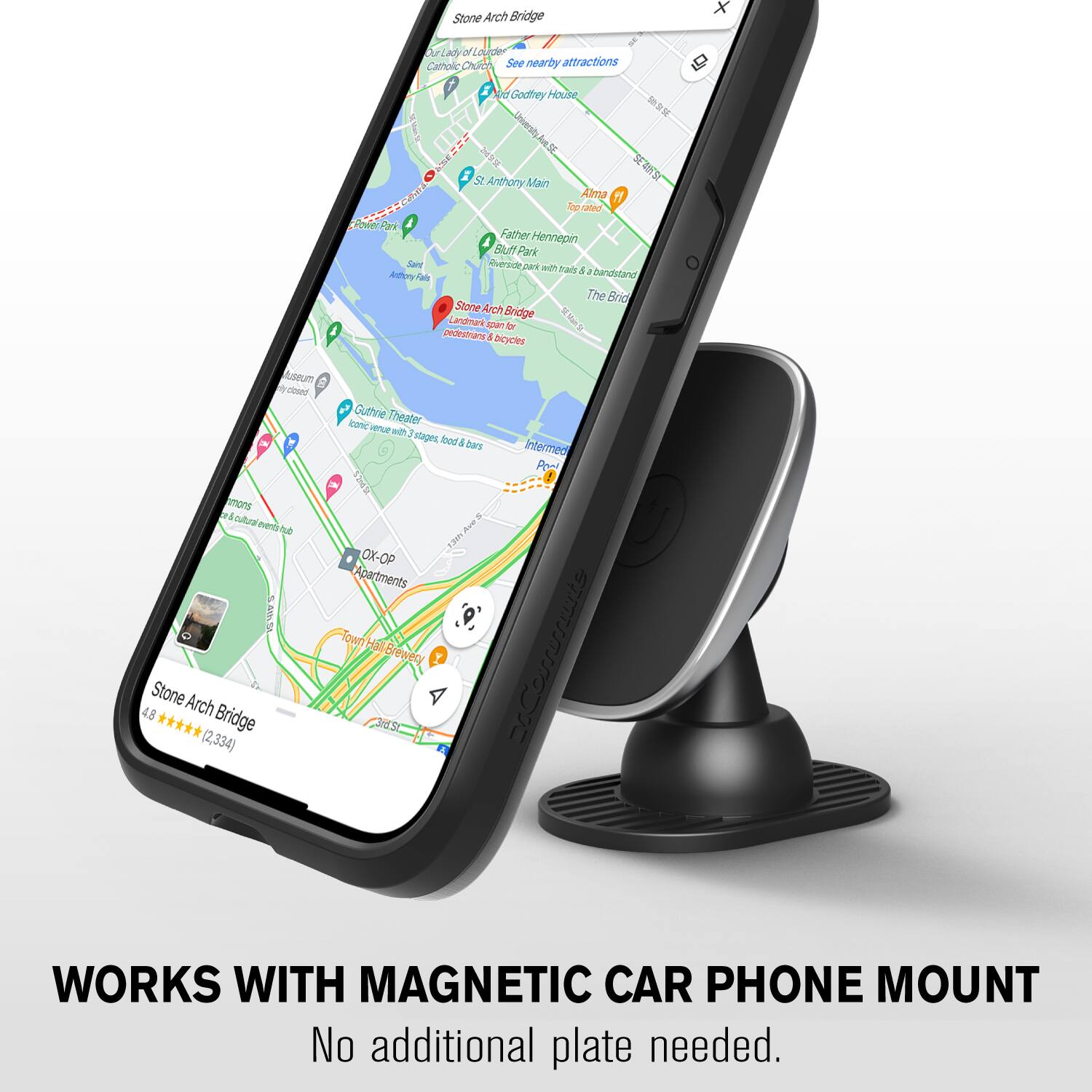 Stone Arch Bridge, Balany Lourde Camolic ChUC, See nearby attractions, 4d Godfrey House, M Uhuersis, S, VNE ins S Anthony Main, Cai Altua FY Aso raled Poser Pax, Father Hennepn Blff Park, Sart Aeridt, frade A 1 bnstebned bdey Fal, The Brid, Stone Arch Bridge Landmare pa b - redeverana a bicyelies Sseum COUN - mons rd, neas, Stone Arch 4.8 Bridge (2,334), Gutrie Theater son Hu wh 3 plages bood burs, Intermed Ponk Ave, I OX-OP Apartments, nown Brewery eCourerrusts, WORKS WITH MAGNETIC CAR PHONE MOUNT, No additional plate needed.