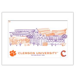 Indigo Falls - Clemson Tigers 11" x 14" Matted Campus Wall Art Collage - Multicolor