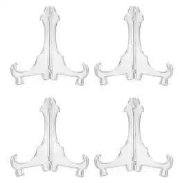 Unique Bargains - 4pcs Acrylic Easels Plate Stands 7.87 Inch Folding Display Stands Holder for Frames Pictures Magazines - Clear