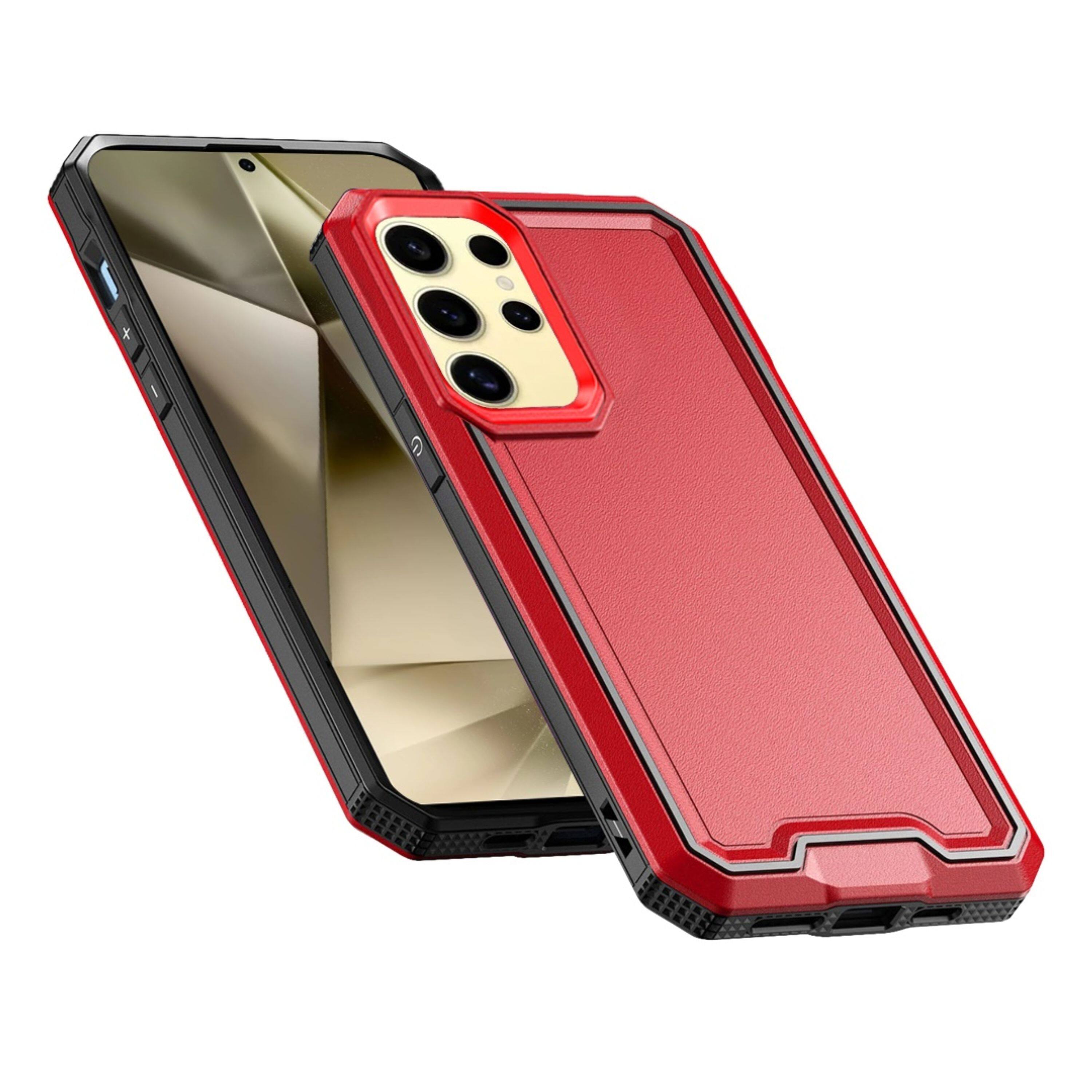 Angle. Kitcheniva - Strong Fused Protective Shockproof Phone Case For Samsung Galaxy S24+ Red - Red.