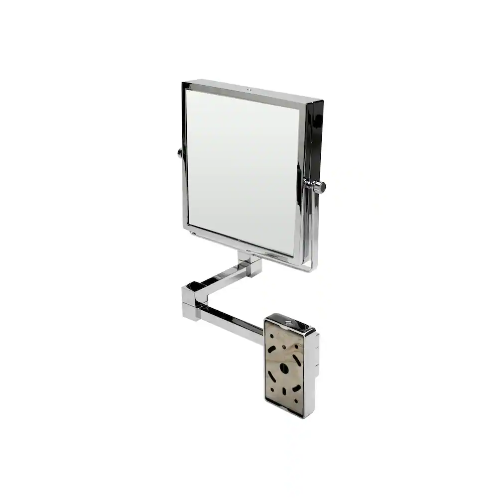 Left. Alfi - 8" Square Wall Mounted 5x Magnify Cosmetic Mirror - Silver.