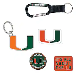 WinCraft - Miami Hurricanes 5-Pack Key Ring and Fridge Magnet Set - Multicolor