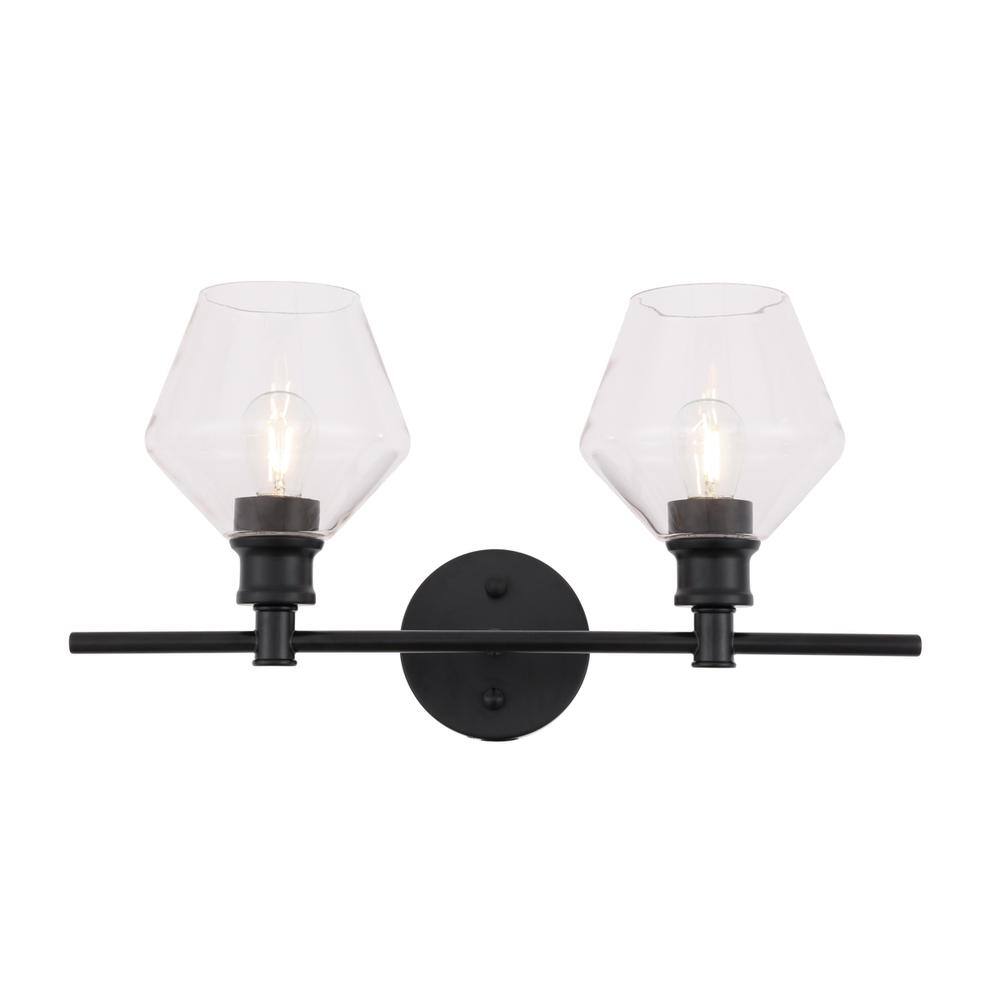 Alt View 10. Living District - Gene 2 light Black and Clear glass Wall sconce - Black And Clear Glass.