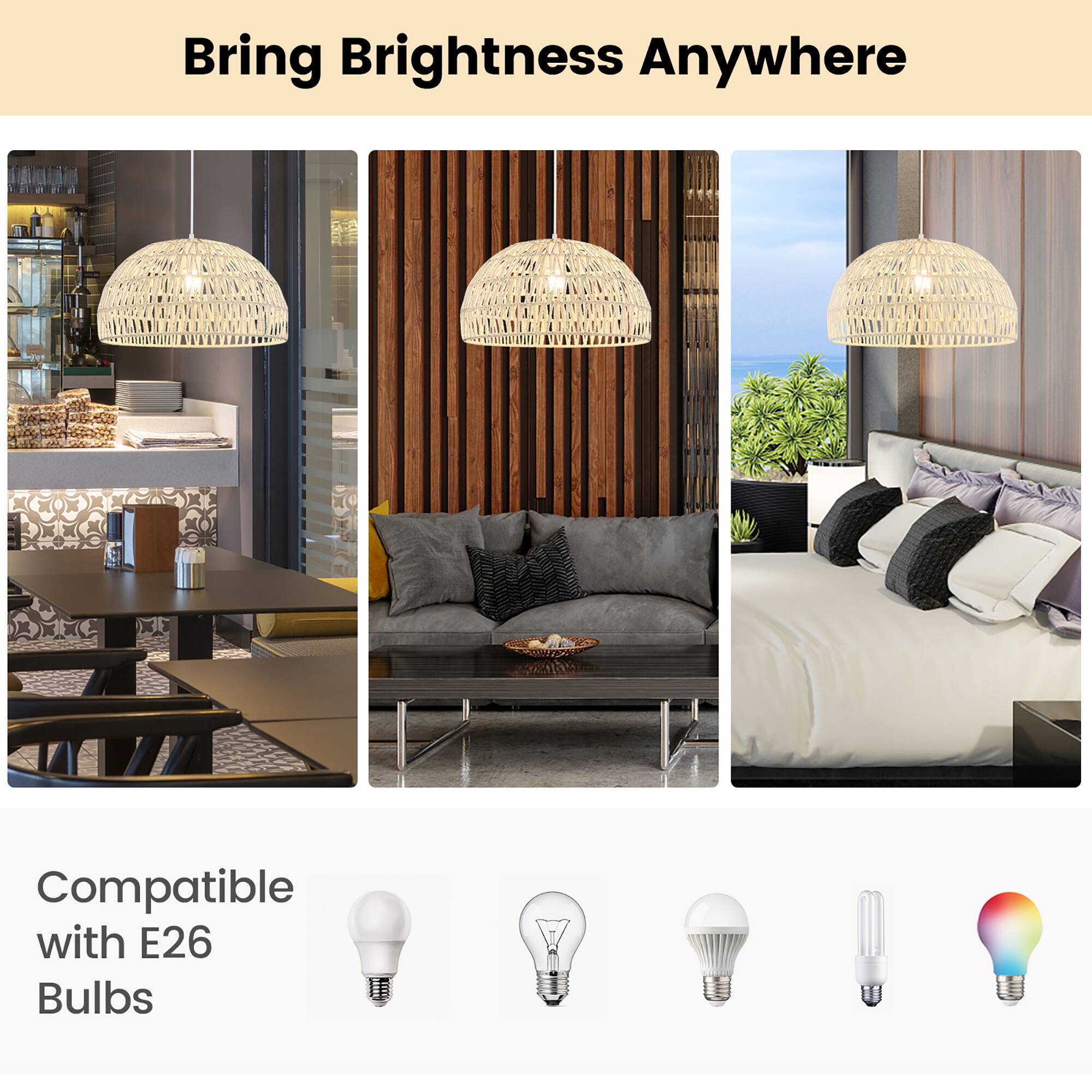 Bring Brightness Anywhere

Compatible with E26 Bulbs