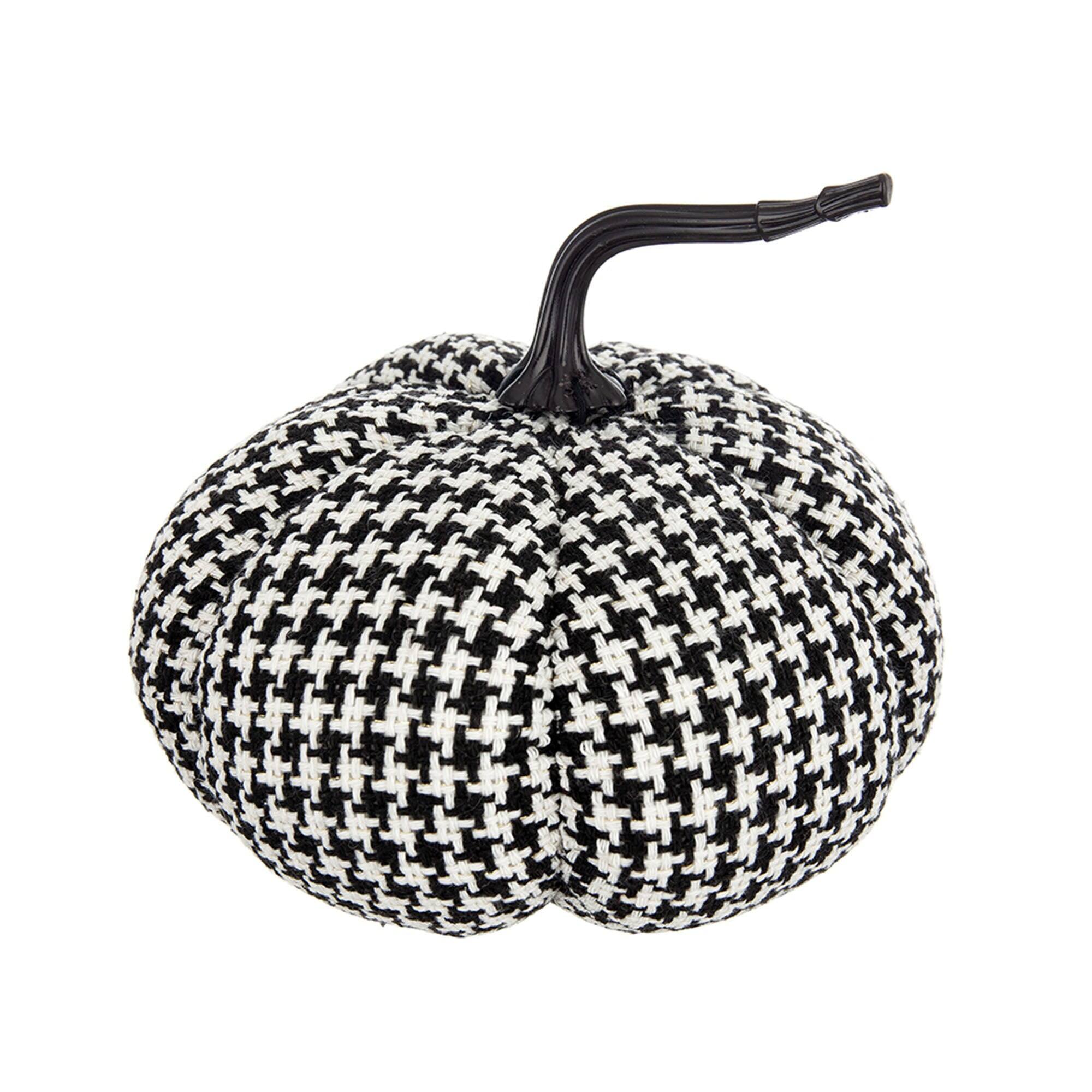 Boyel Living - Black and White Plaid Fabric Pumpkin for Halloween Decor - Black,White