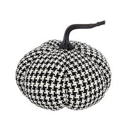 Boyel Living - Black and White Plaid Fabric Pumpkin for Halloween Decor - Black,White