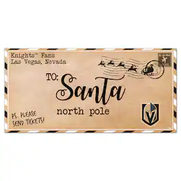 Fan Creations - Vegas Golden Knights 6'' x 12'' Letter to Santa Sign - Multicolor