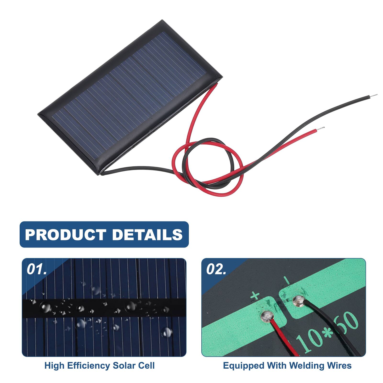 PRODUCT DETAILS

01. High Efficiency Solar Cell

02. I + 10*50 * 60
Equipped With Welding Wires