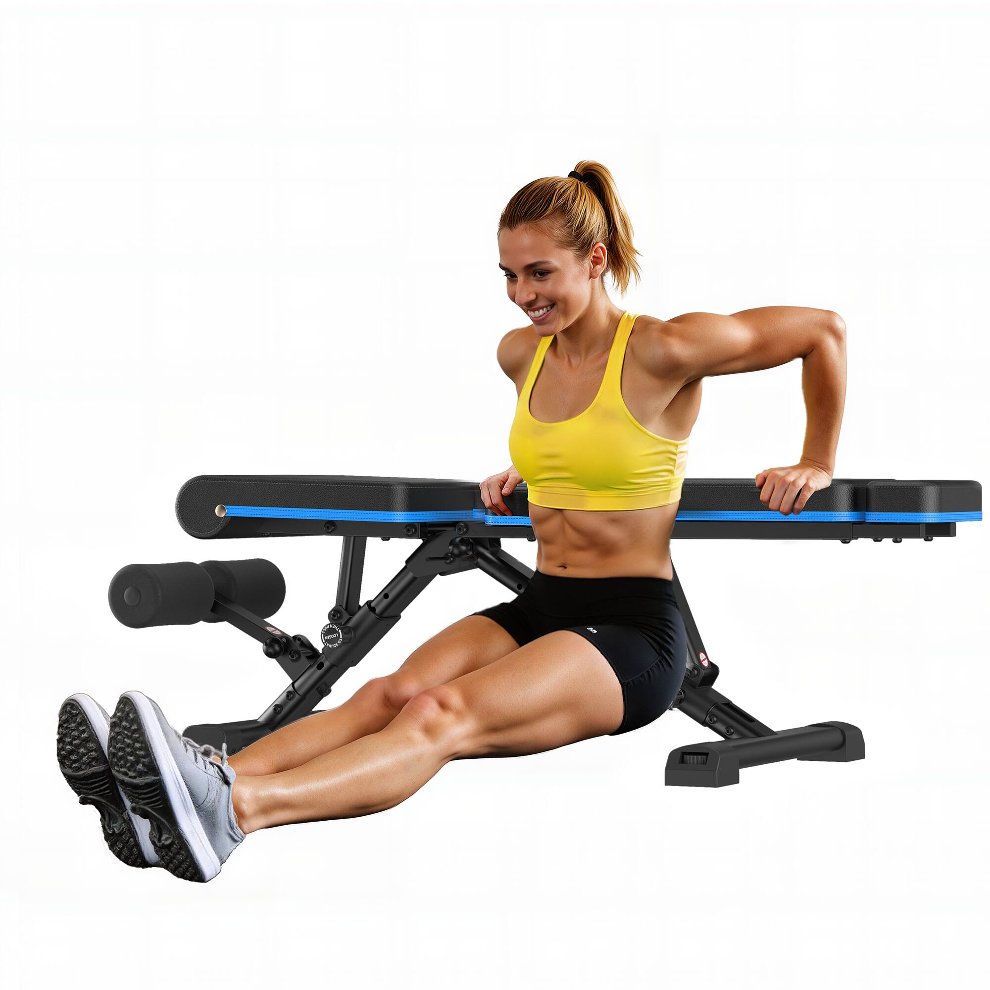 Angle. MERACH - MERACH Adjustable Weight Bench with Extended Headrest and Leg Extension 990LBS Capacity Foldable Workout Bench - Black.