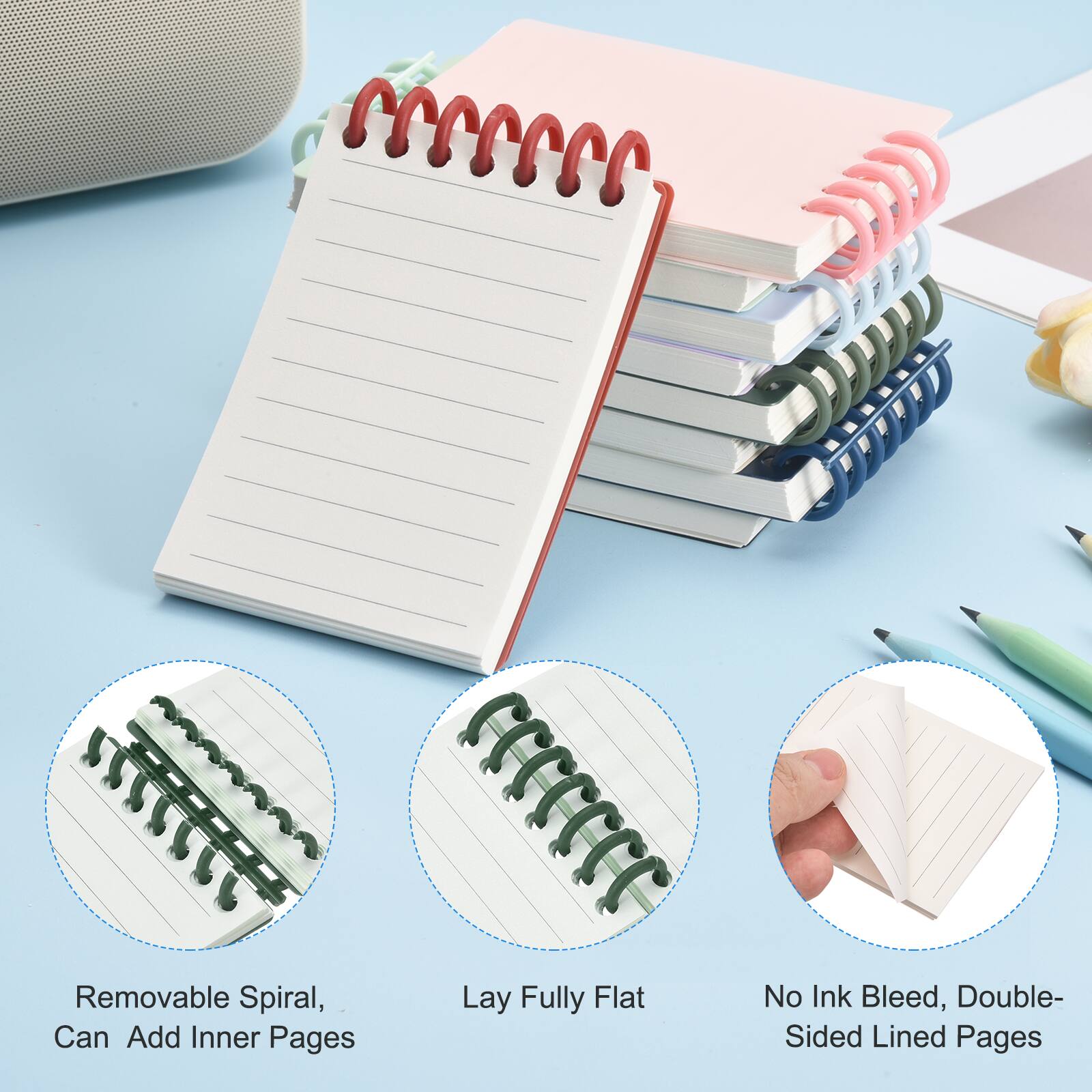 Unique Bargains 2pcs 3x5 Inch Aesthetic Pocket Notebooks, Plastic Ring ...