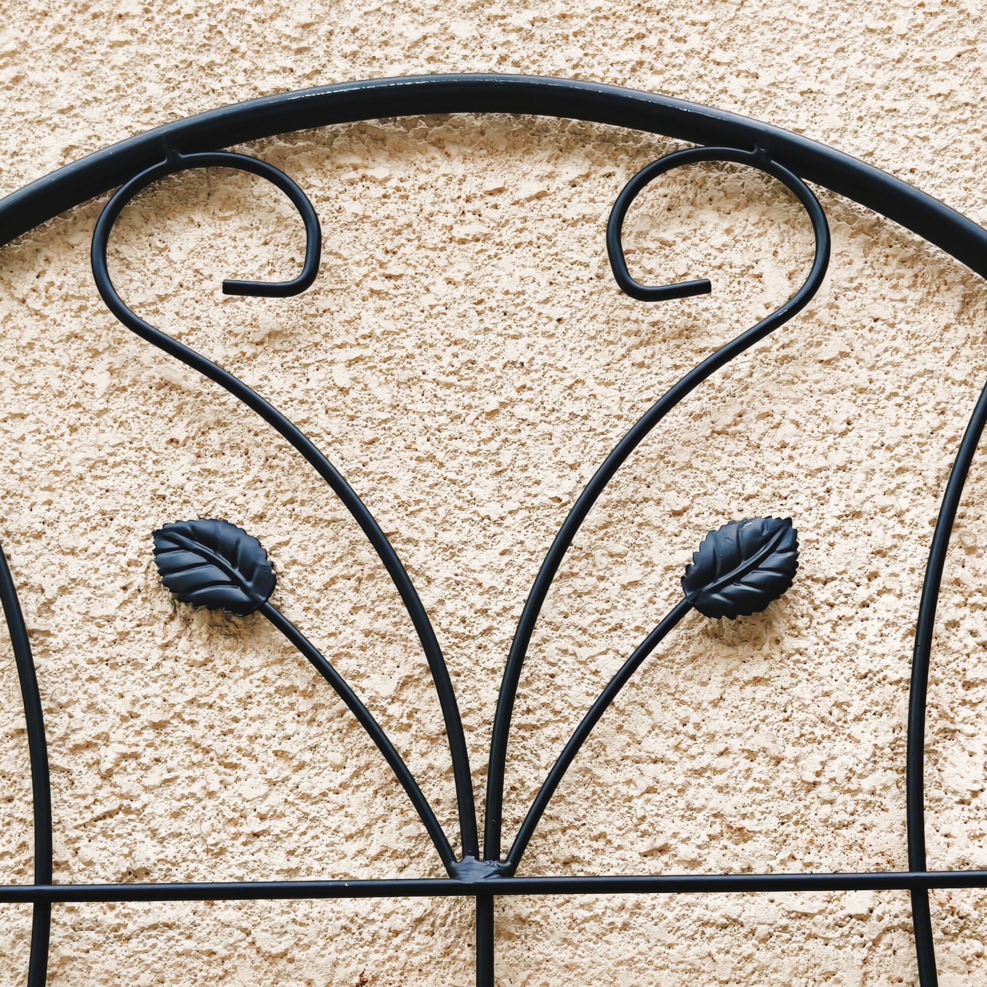 Alt View 4. Loheer - 4-Pack Metal Garden Trellis Panels for Climbing Plants, Outdoor Flower Support, Iron Construction - Black.