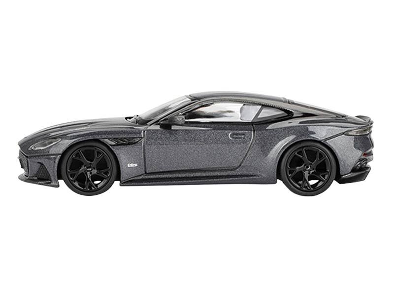 Angle. Mini GT - Aston Martin DBS RHD (Right Hand Drive) Gray Metallic 007 James Bond "No Time to Die" (2021) Movie Limited Edition 1/64 - Gray.