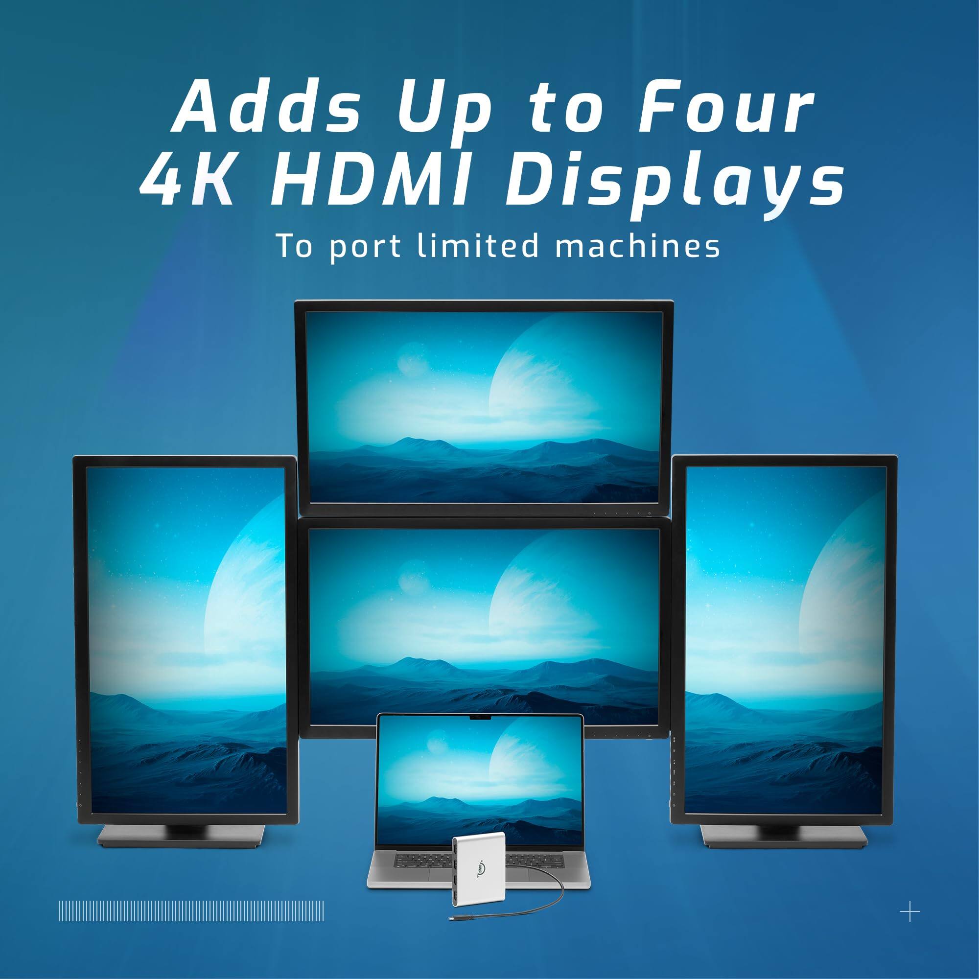 Adds Up to Four 4K HDMI Displays  
To port limited machines