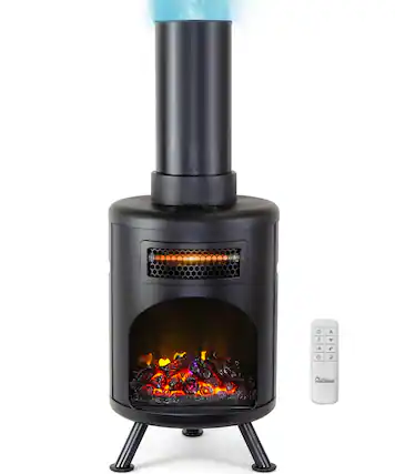 Front. DR. INFRARED HEATER - DR-991 Portable Electric Fireplace Space Heater with Humidifier & Remote, 1500W Infrared, 3D Flame, Timer, ETL Listed - Black.