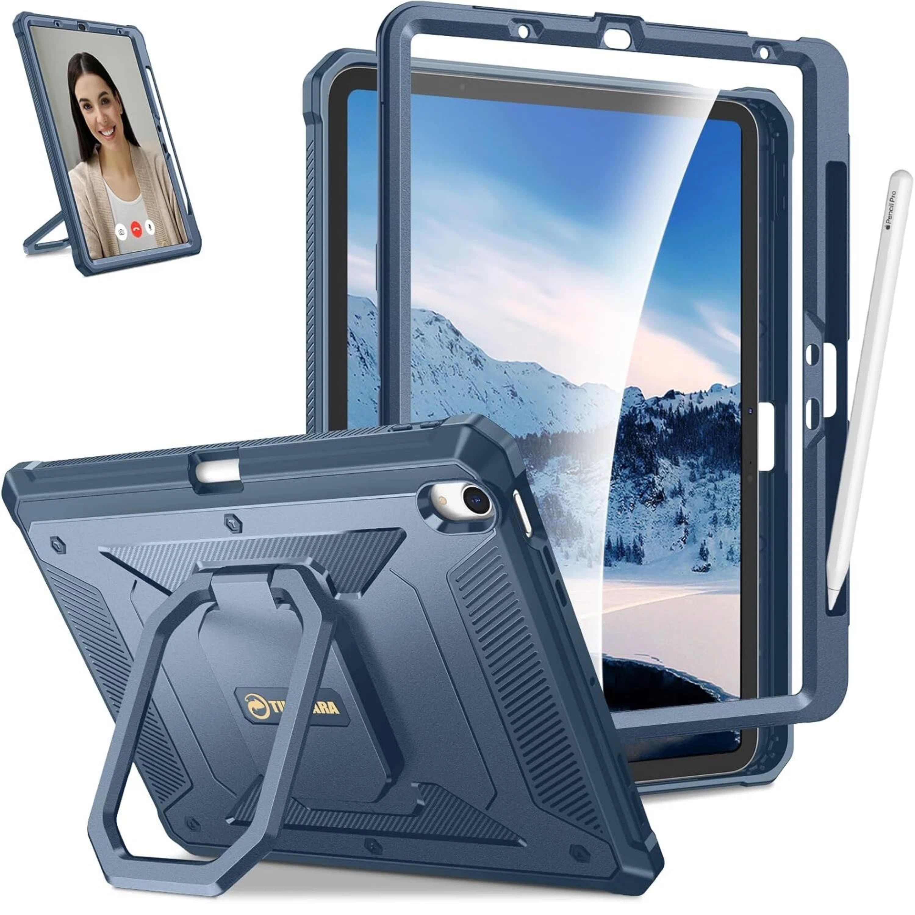 Kitcheniva - 360 Degree Rotating Shockproof Case For iPad Air 11 Inch M3 2025 And M2 2024 - Navy