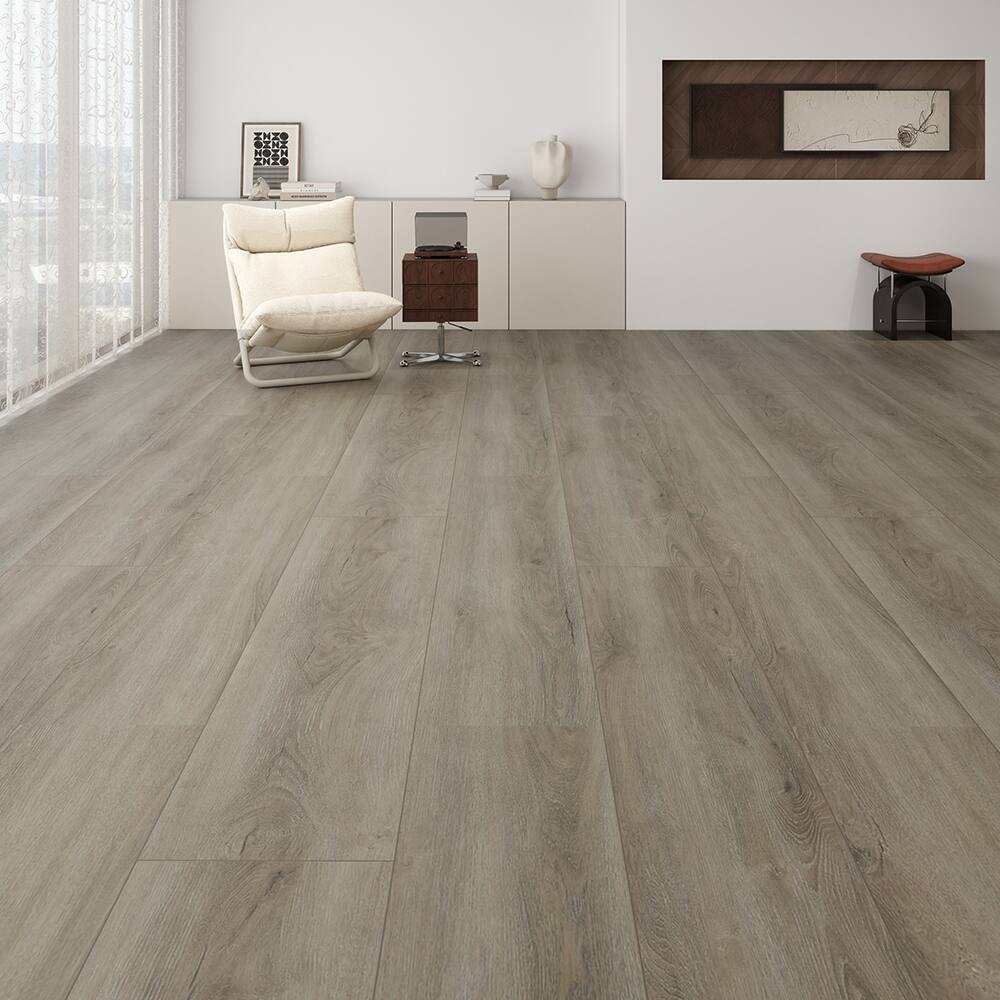 Left. Dotfloor - 62.6"x9" SPC Composite Flooring; 5 Planks/Box (19.56 sq. ft/Box); 8mm Thick with ; 30 mil Wear Layer; - Verbier Festival.