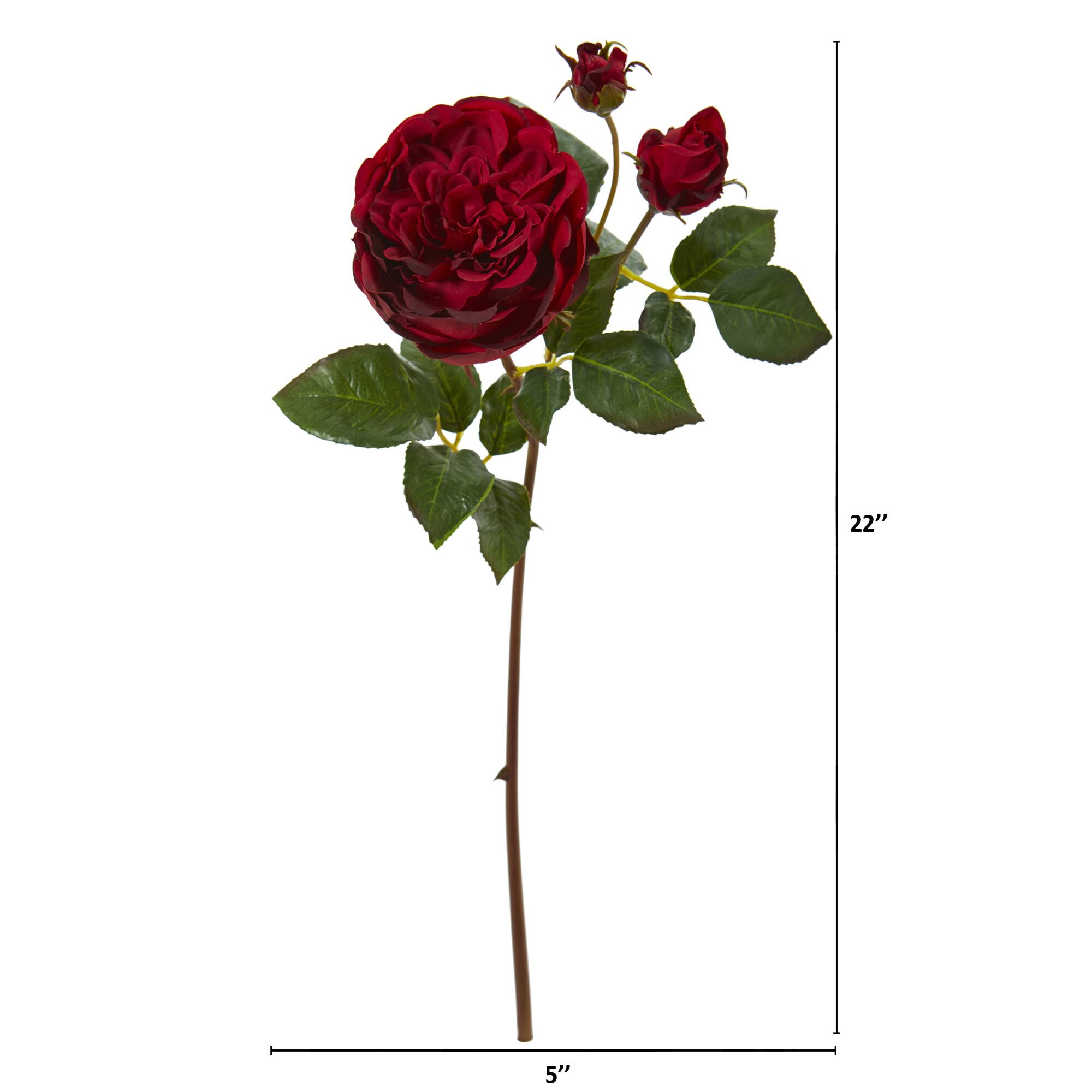 Angle. BreeBe - 22" Rose Artificial Flower (Set of 6) - Black Red.
