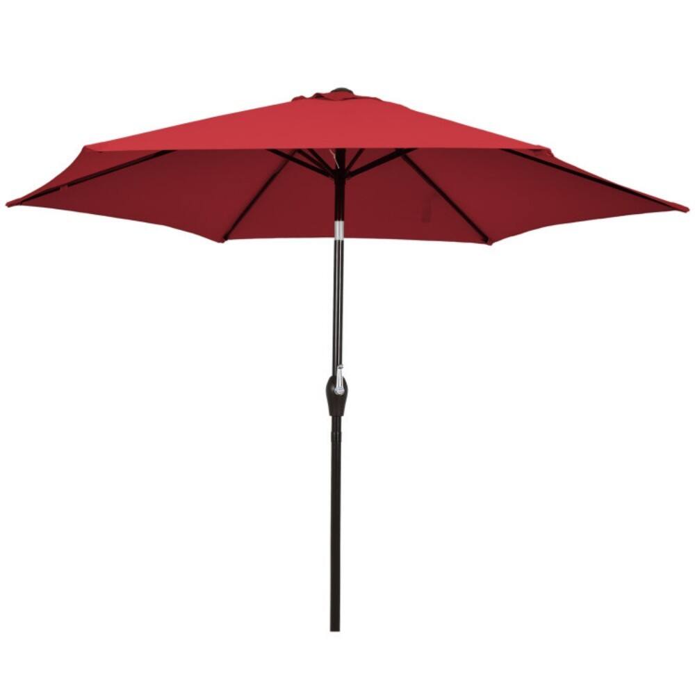 Alt View 3. Mondawe - 10 Feet Outdoor Patio Umbrella with Tilt Adjustment and Crank - Dark Red.