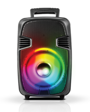 Front. TopTech - BULL-8, 8'' Bluetooth Speaker with Disco Lights, Wheels, Wireless Mic - Black.
