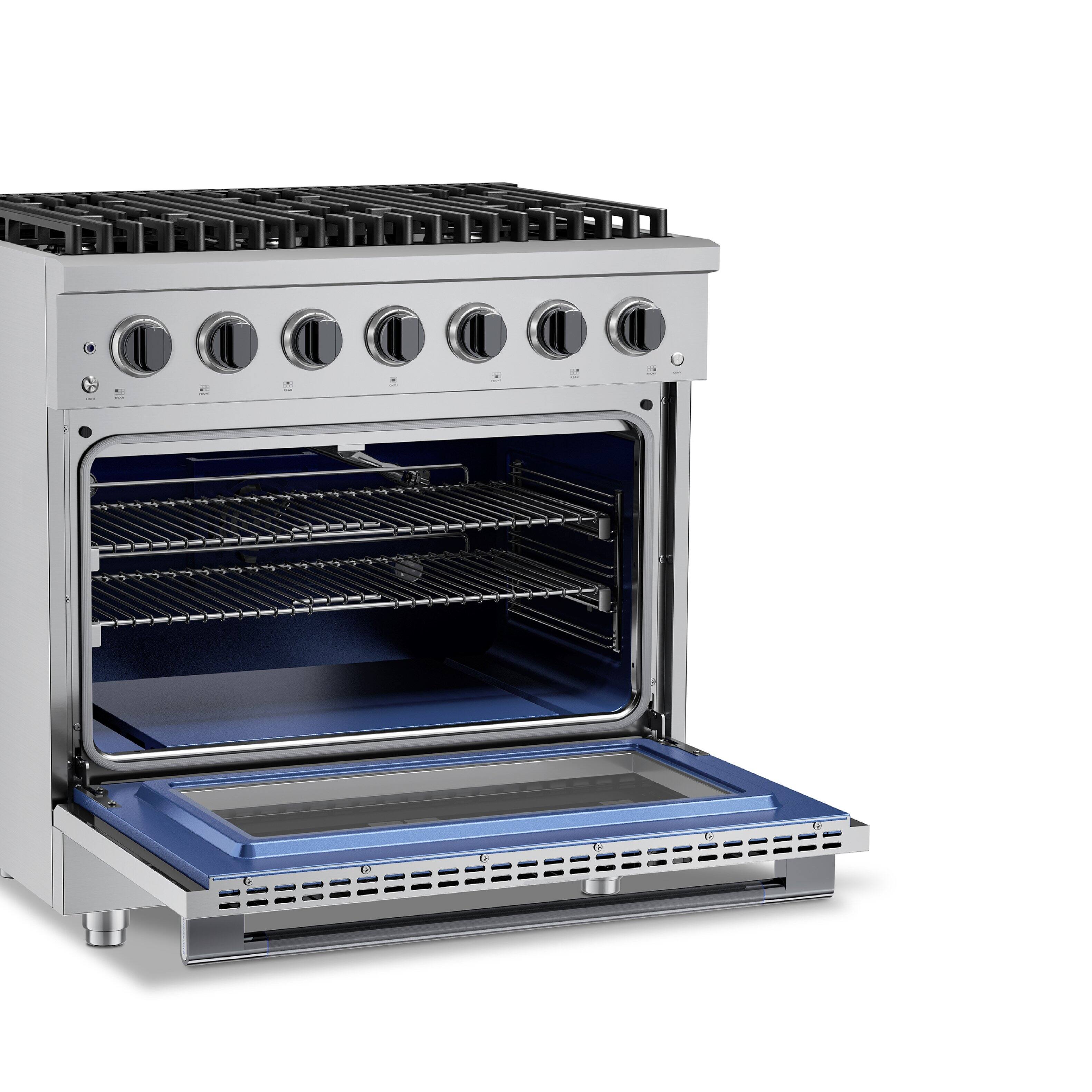 Alt View 3. Hauslane - HausPro 36 in. 6 Burners Gas Range in Black Stainless Steel with 20,000 BTU and Convection Oven with 5 Rack Positions - Black Stainless Steel.