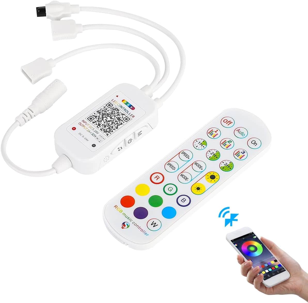 ACJPR - Bluetooth LED Controller, App Control for RGB 5050/2835 LED Strip Lights (2 Ports)