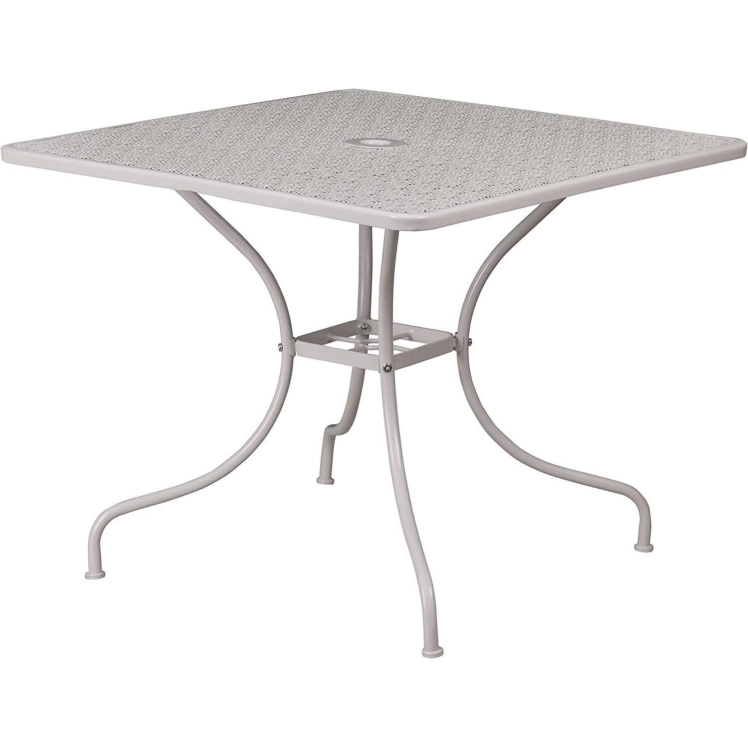 Back. Hivvago - 3-Piece Grey Steel Metal Outdoor Patio Furniture Set with 2 Chairs and 1 Table - Grey.