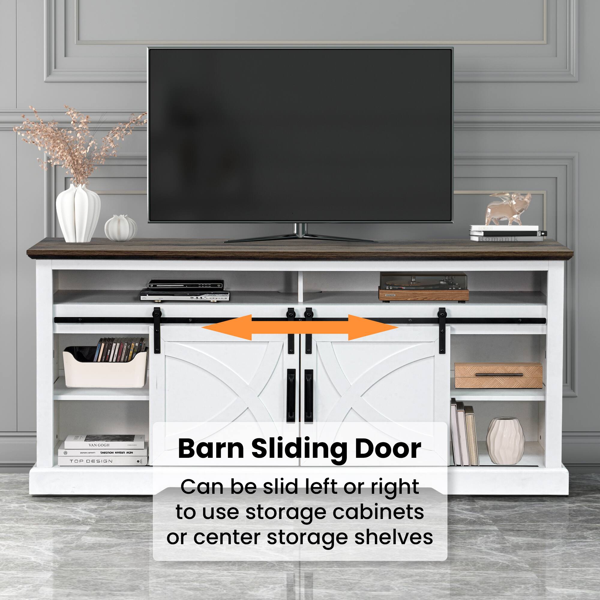 Barn Sliding Door

Can be slid left or right to use storage cabinets or center storage shelves