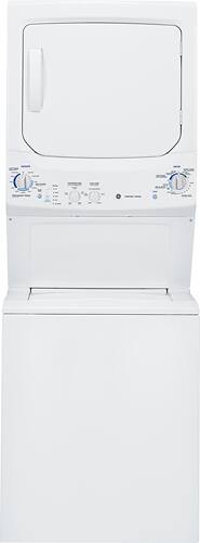 Front. GE - 3.3 Cu. Ft. 9-Cycle Washer and 5.9 Cu. Ft. 4-Cycle Dryer Gas Laundry Center - White on White.