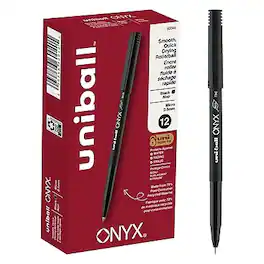 uni-ball - Onyx Rollerball Pens, Micro Point, 0.5mm, Dozen - Black Ink
