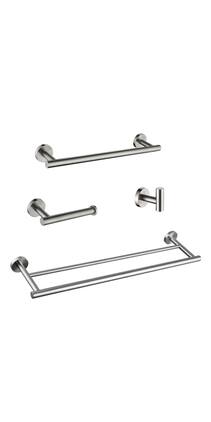 JUJABU - 4 - Piece Bathroom Hardware Set Towel Bar - Brushed Nickel