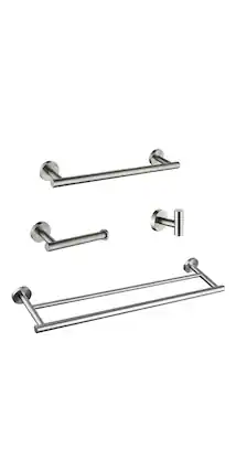 Front. JUJABU - 4 - Piece Bathroom Hardware Set Towel Bar Brushed Nickel - Brushed Nickel.