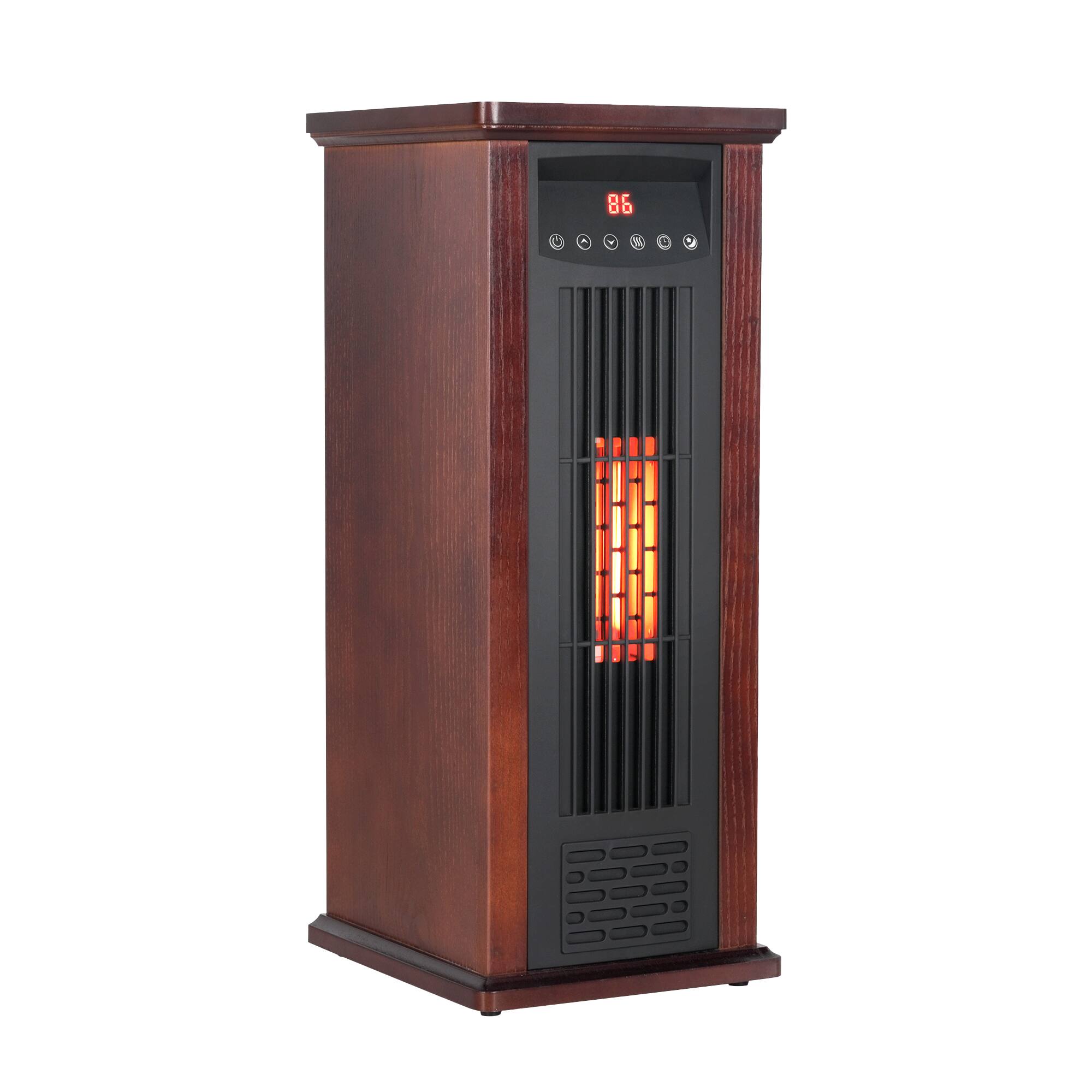 Alt View 2. Vaczon - 1500W Quartz Infrared Tower Heater with Remote Control ECO Mode 3 Heat Settings, Overheat Protection for Indoor Home Use - Dark Walnut.