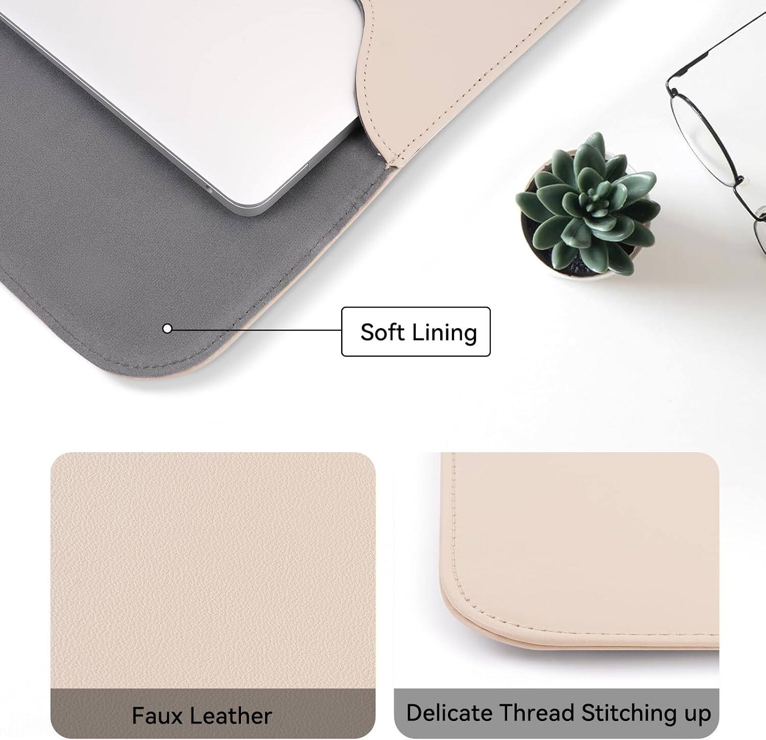 Soft Lining  
Faux Leather  
Delicate Thread Stitching